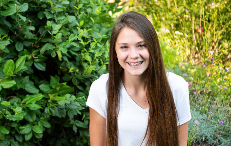 Girl smiling with braces